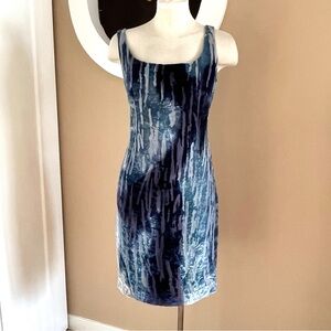 Vintage Georgiou Studio Blue Shift Dress | Sz8 | Rayon Silk Blend | Fully Lined